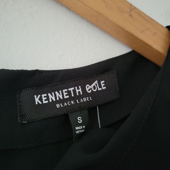 Kenneth Cole Black Label Silk Sheath Dress Black S Front Slits Long - Picture 2 of 10